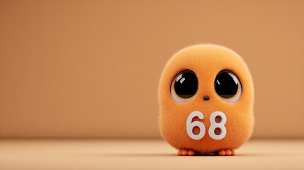 Cute orange creature with large eyes and number 68 displayed prominently, creating adorable and playful atmosphere