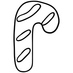 christmas Candy cane illustration with red and white stripes.