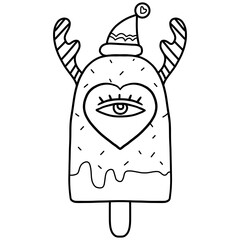 christmas Whimsical ice cream pop with festive decorations and a playful design.
