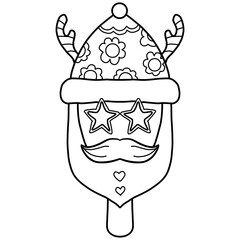christmas Playful Santa popsicle with festive hat and star-shaped sunglasses.
