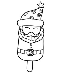 christmas groovy Santa Claus popsicle with a cheerful expression and festive attire.