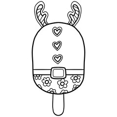 groovy christmas cartoon ice cream pop with festive decorations and playful design.