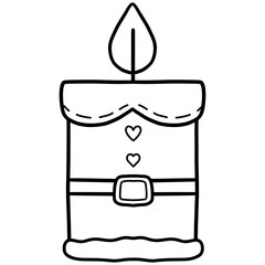 christmas Festive candle illustration with santa claus uniform