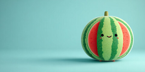 Cute watermelon character with smiling face, vibrant colors, and playful design, perfect for summer themes