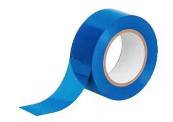Blue tape roll unwinding isolated on a transparent background 1