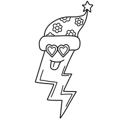 christmas Festive lightning bolt wearing a Santa hat and heart-shaped sunglasses.