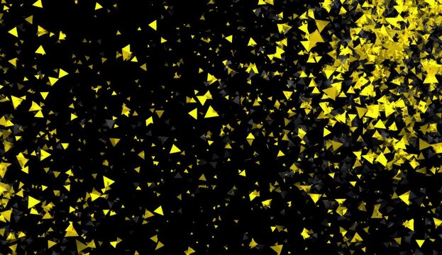 Abstract geometric shapes in a dark background. Yellow and dark triangles