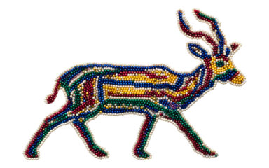 Handmade beads art of antelope with long horns on transparent background theme