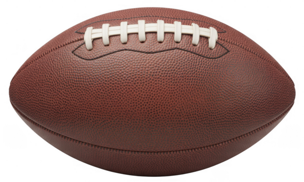 Brown American Football with White Laces isolated on a transparent background