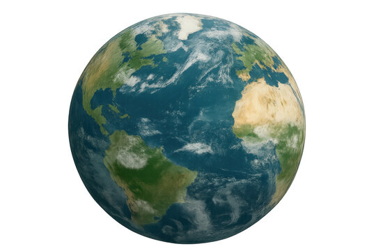 Planet earth rotating in space with visible continents, oceans, and atmosphere, global view on transparent background - Powered by Adobe