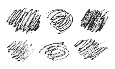 Vector Black Chalk Texture Stain Set