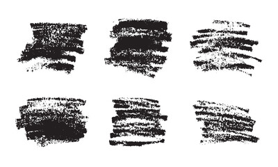 Vector Black Chalk Texture Stain Set