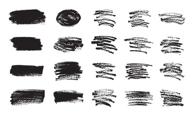 Vector Black Chalk Texture Stain Set