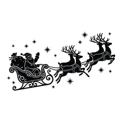 Santa Claus in a sleigh pulled by three reindeer,