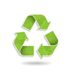 Obraz premium green recycling arrows triangle sign for environment, waste reduction and circular economy