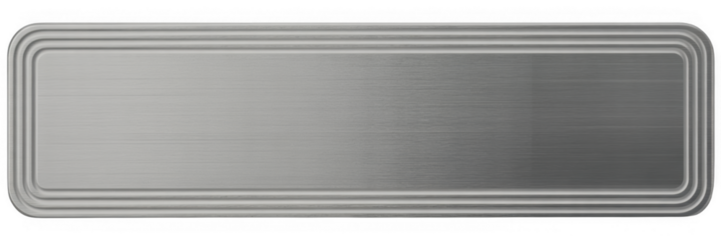 Brushed metal rectangle with rounded corners isolated on a transparent background