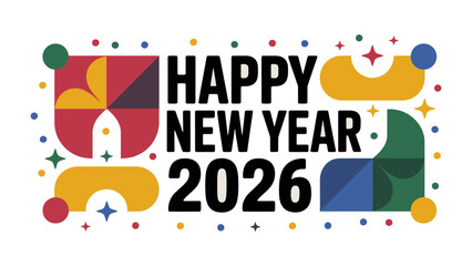 Happy New Year 2026: A vibrant and modern design for the upcoming New Year, radiating a sense of anticipation and optimism for the future. 