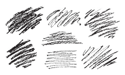 Vector Abstract Black Crayon Scribble Texture Set