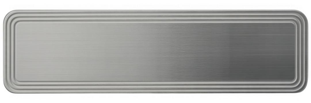 Brushed metal rectangle with rounded corners isolated on a transparent background