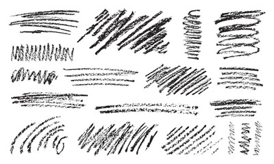 Vector Abstract Black Scribble With Crayon Texture Set