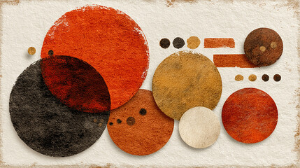 Modern abstract art with overlapping geometric circles in warm earth tones.