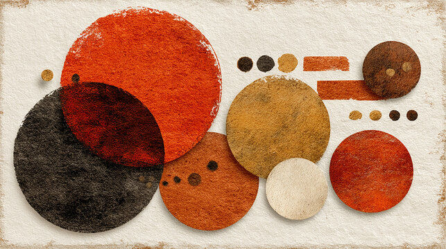 Modern abstract art with overlapping geometric circles in warm earth tones.