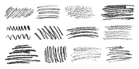 Vector Abstract Black Scribble With Crayon Texture Set