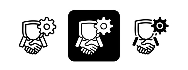 Trust Solid color and black line drawing vector illustration set