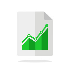 A document shows a green upward trending line graph with circular markers.