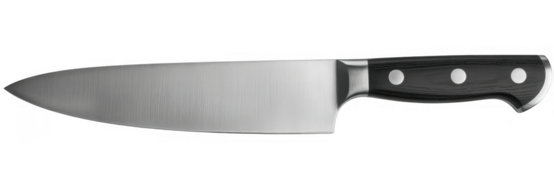 Chef knife with black handle isolated on a transparent background - Powered by Adobe