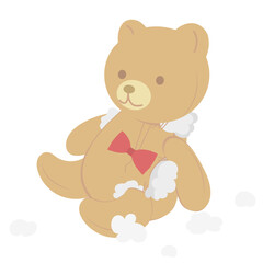 破れて中綿が出ているぬいぐるみのイラスト