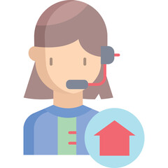 Operator Icon With Headset And Upward Arrow Symbol On Transparent Background