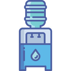 Modern Water Cooler Dispenser With Blue Tank And Drop Icon On A White Background