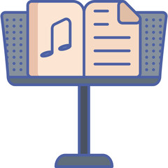 Musical Score Stand With Open Book Displaying A Musical Note And Written Music On A Transparent Background