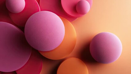 Colorful 3D abstract spheres and pastel geometric shapes with soft texture, modern minimal background, vibrant gradient composition, creative artistic design wallpaper backdrop,4k,video - Powered by Adobe