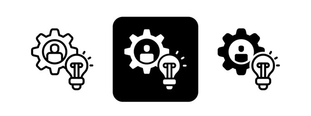 Knowledge Solid color and black line drawing vector illustration set