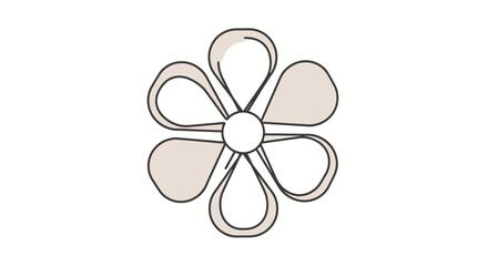 Stylized flower with six petals and a central circle.