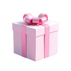 Fototapeta premium A pastel pink gift box with a satin ribbon and bow on a black background.
