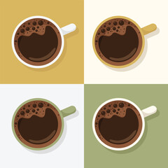 Obraz premium Top view set of coffee cups vector illustration.
