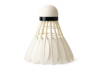Shuttlecock for badminton game, white birdie with feather skirt, concept of sport equipment and competition
