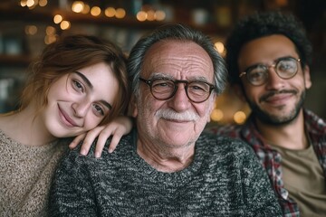 Three Generations of Smiles: A Warm Family Moment Embracing Love and Togetherness at Home