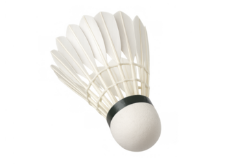 White badminton shuttlecock with feathers, ready for a game. Sport equipment for competitive play or recreational activity