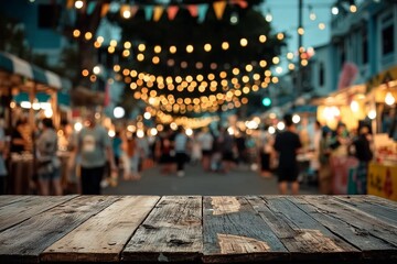 Rustic Market Evenings: Glowing Lights and Wooden Charm at the Lively Street Fair