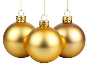 Obraz premium Golden Christmas Balls in Modern Minimalist Style, isolated on a transparent background PNG