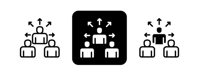 Outsourcing Solid color and black line drawing vector illustration set