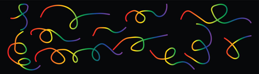 Abstract colorful wavy and curly lines on a