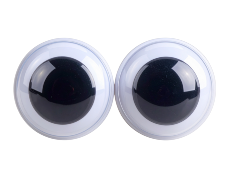 Funny Pair of Googly Eyes with Plastic Domes, isolated on a transparent background
