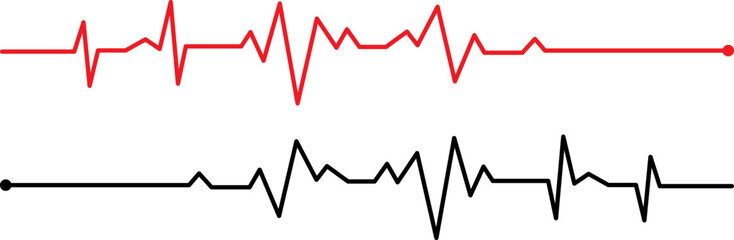 Two heartbeat ekg lines one red one black