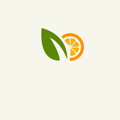 Orange Slice and Green Leaf Logo – Natural Organic Juice Food Vector