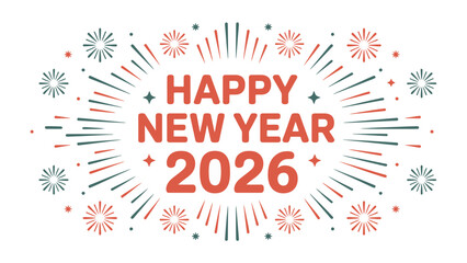 New Year 2026 Celebration: A vibrant visual greeting for the year 2026, filled with festive fireworks and radiating with the joy and anticipation of new beginnings. 